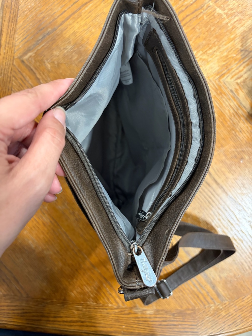 Leather Like Crossbody Bag in Brown